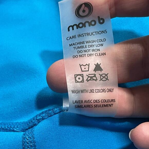 Mono B Womens Large Sweetheart No Front Seam High Waisted Leggings Blue MSRP $48 - Picture 13 of 13